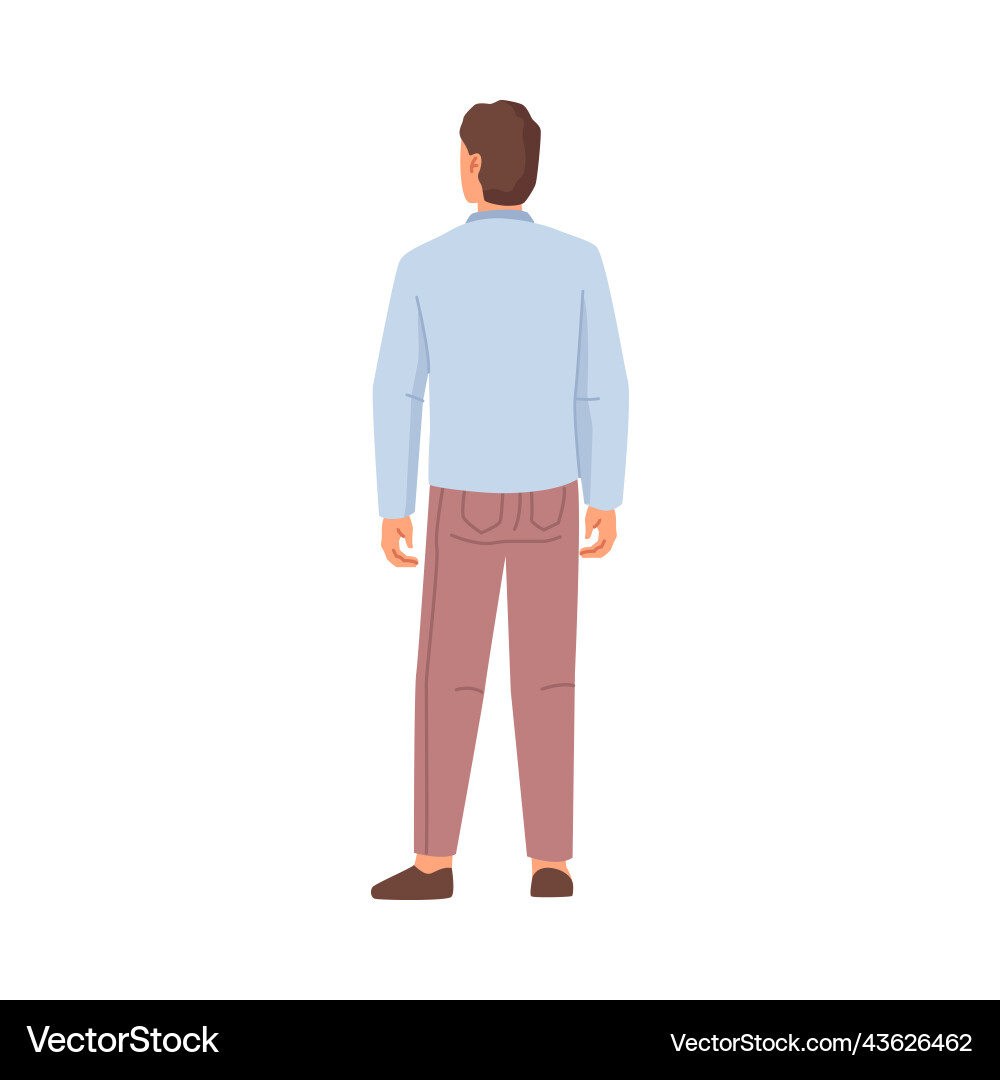 Man view from behind flat cartoon character Man view from behind flat cartoon character vector image