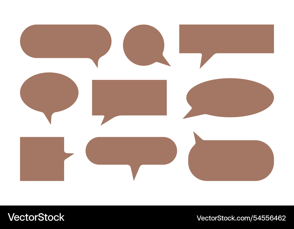Mocha mousse color speech bubble set empty Mocha mousse color speech bubble set empty vector image