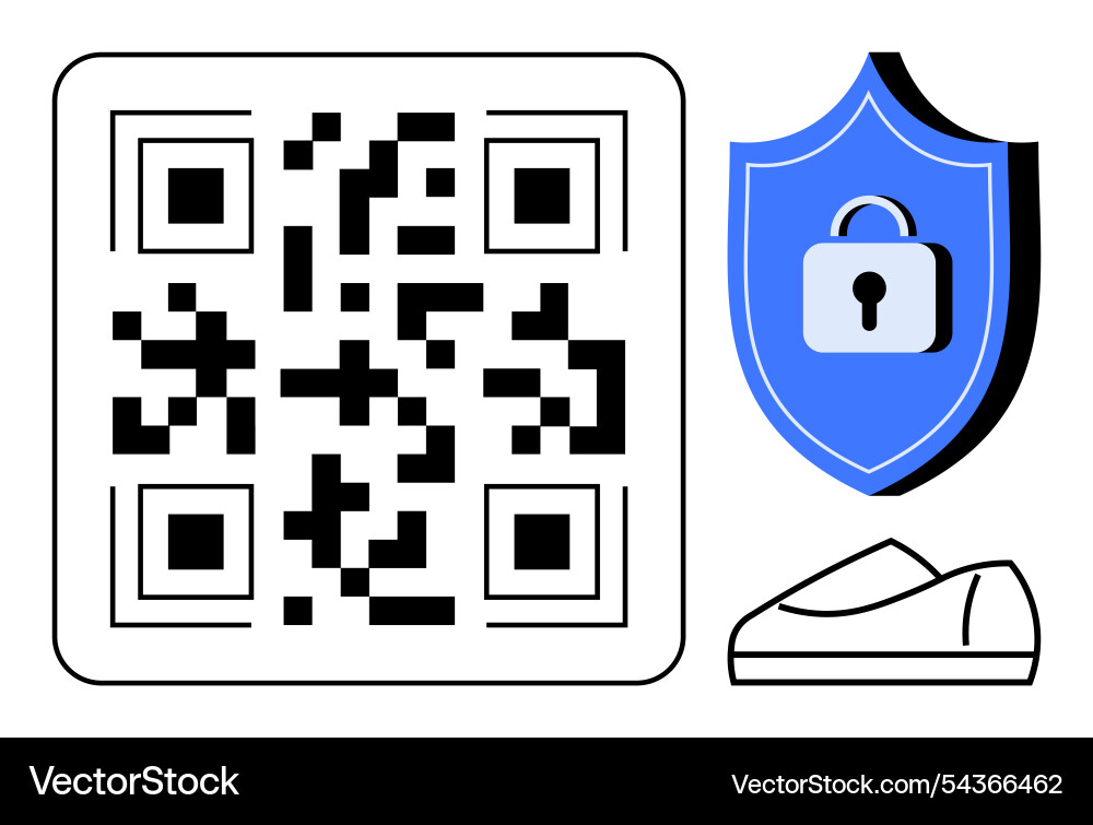 Qr code with security shield and shoe Vector Image