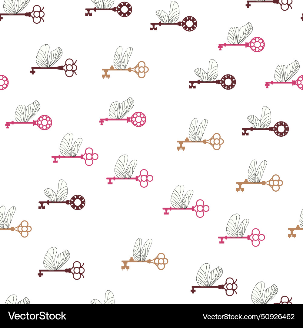 Seamless pattern with magic keys wings Vector Image