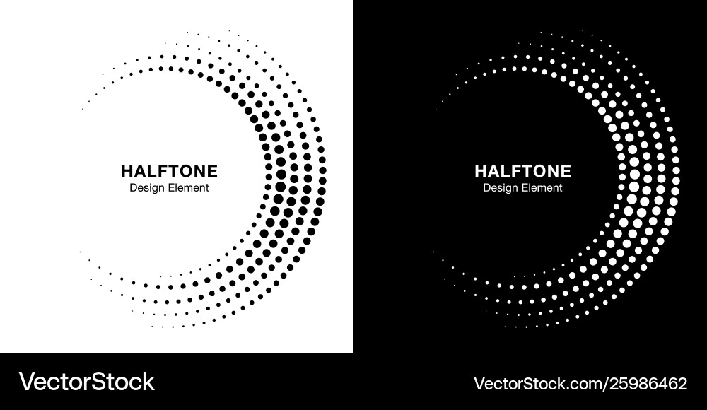 Set halftone incomplete circle frame dots logor Set halftone incomplete circle frame dots logor vector image