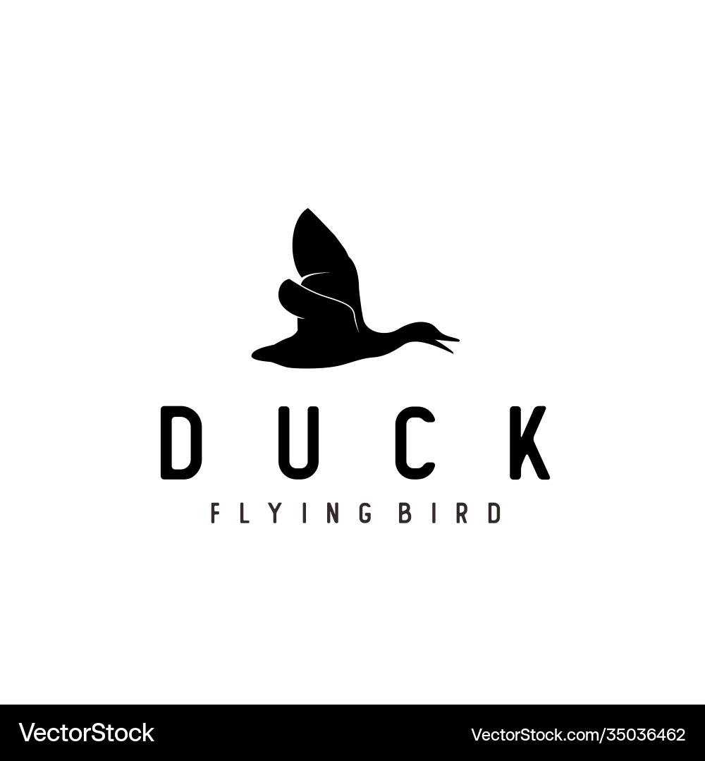 Silhouette side flying up duck goose swan logo Silhouette side flying up duck goose swan logo vector image