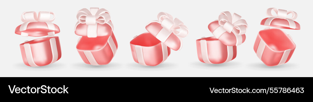 3d Geschenkboxen Set mit Schleifenbogen isoliert 3d Geschenkboxen Set mit Schleifenbogen isoliert vektorbild