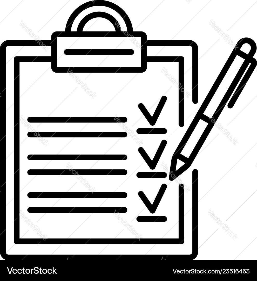 Clipboard checklist icon outline style – Royalty-Free Vector | VectorStock, image size:990x1080