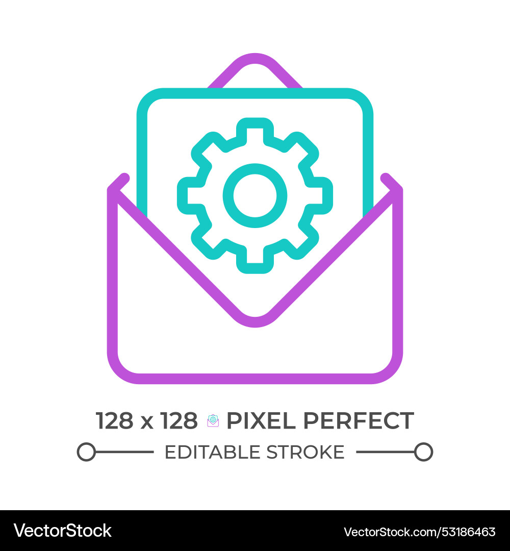 Email settings two color line icon Email settings two color line icon vector image
