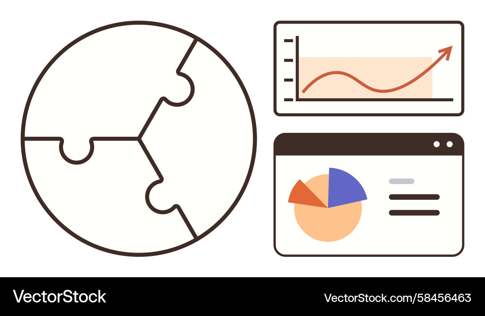 Global Puzzle with Charts & Graphs Vector Image