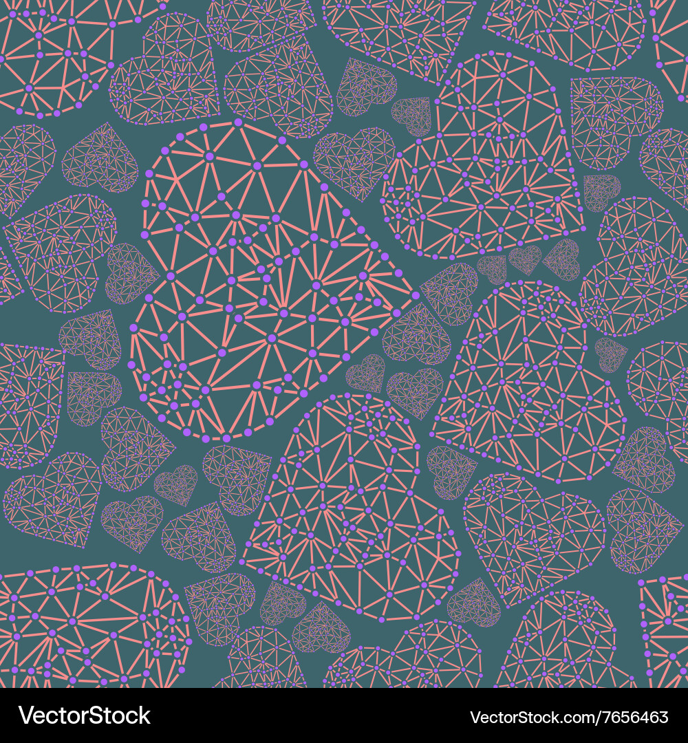 Heart with connected lines and dots wireframe mesh Vector Image