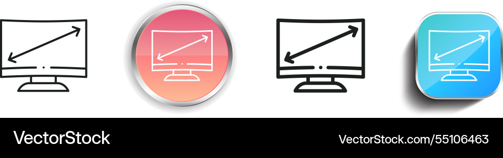Inch icon thin linear regular and button style vector image