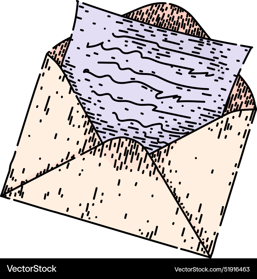 Letter mail paper sketch hand drawn Royalty Free Vector