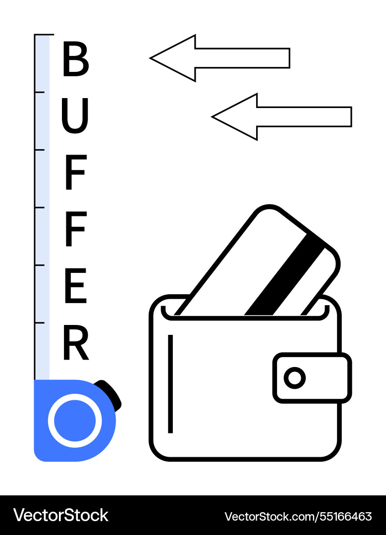 Measuring tape with buffer text wallet containing Measuring tape with buffer text wallet containing vector image