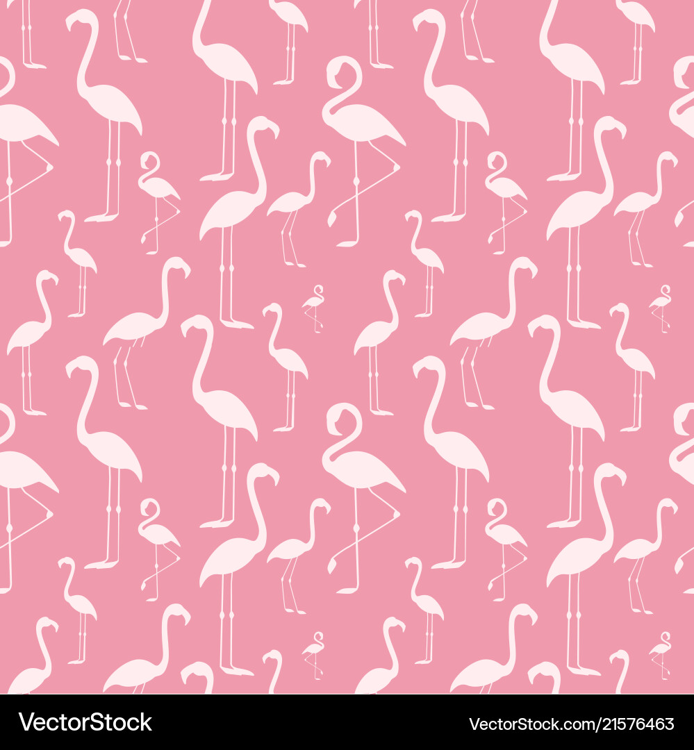 Seamless pattern of a pink flamingo vector image