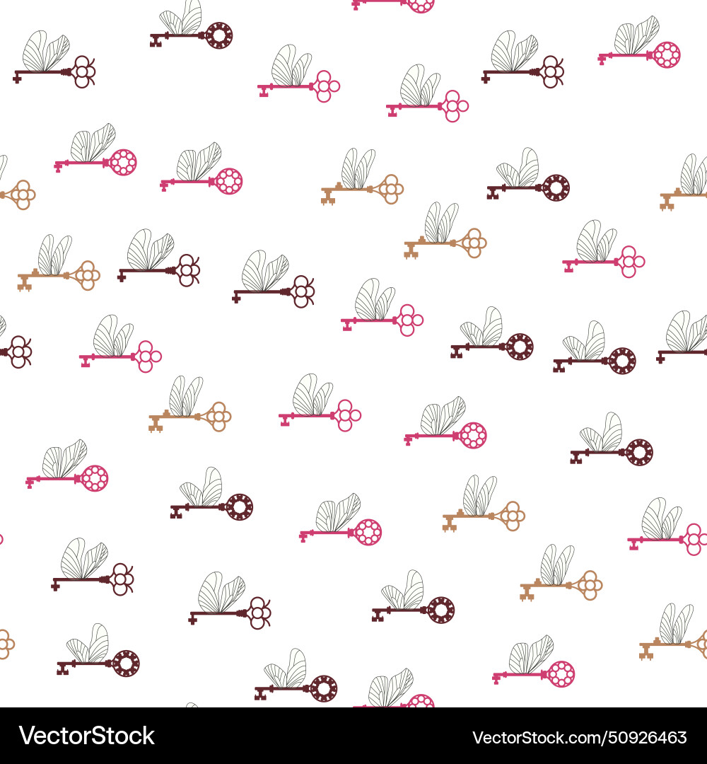 Seamless pattern with magic keys wings Seamless pattern with magic keys wings vector image