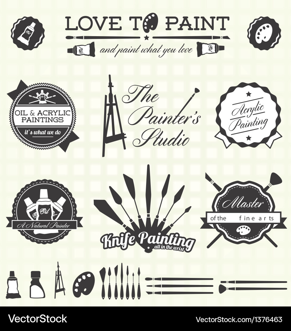 Vintage Painter Labels & Icons vector image