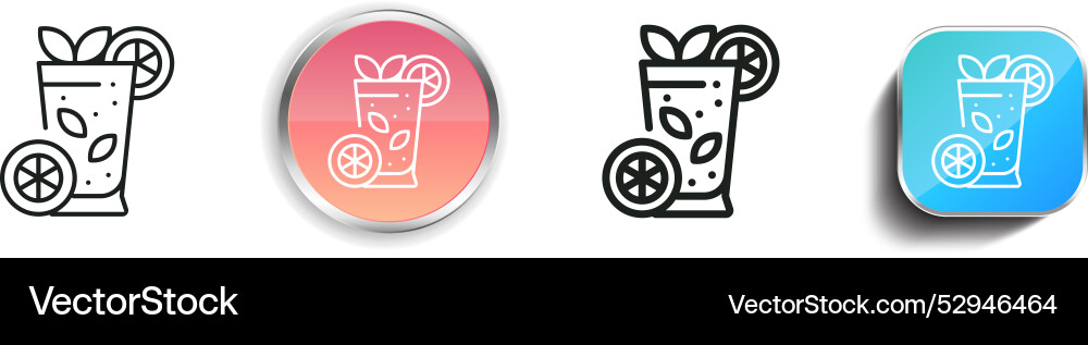 Cocktail icon thin linear regular and button Cocktail icon thin linear regular and button Vector Image