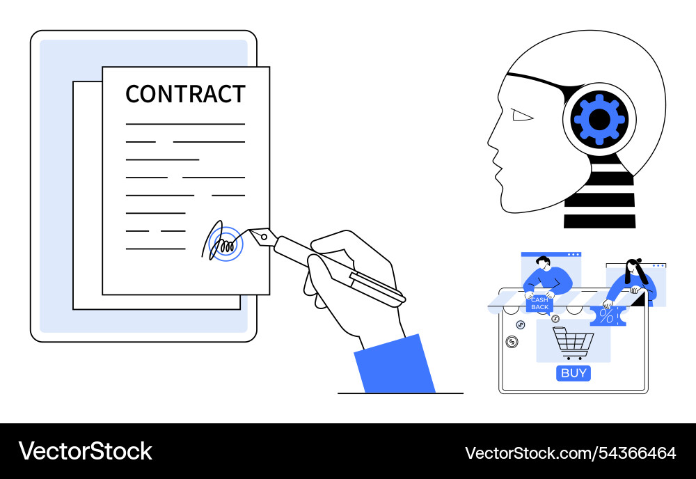 Digital contract signing with robotic process Digital contract signing with robotic process vector image