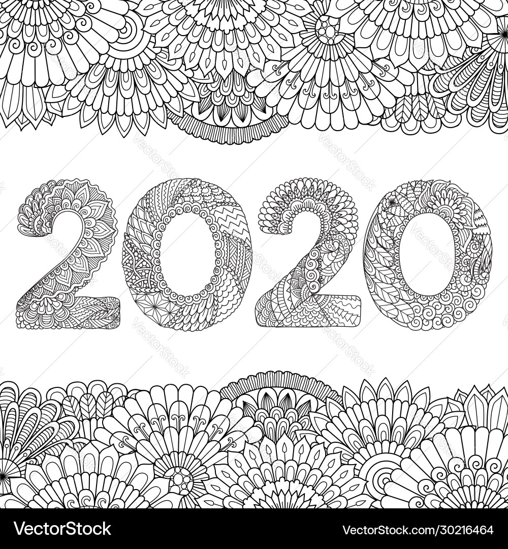 Floral 2020 Calendar Art Vector Image
