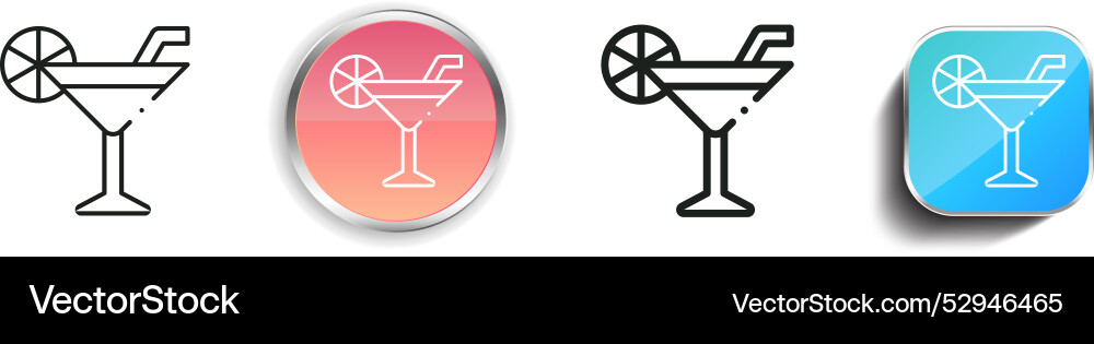 Cocktail icon thin linear regular and button Cocktail icon thin linear regular and button vector image
