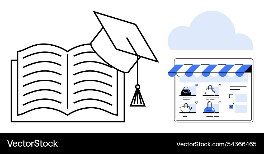 Digital learning merging with e-commerce Digital learning merging with e-commerce vector image