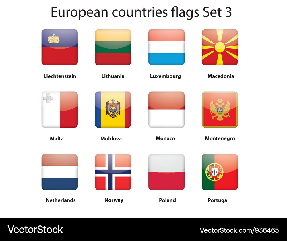 European Country Flags Collection Vector Image