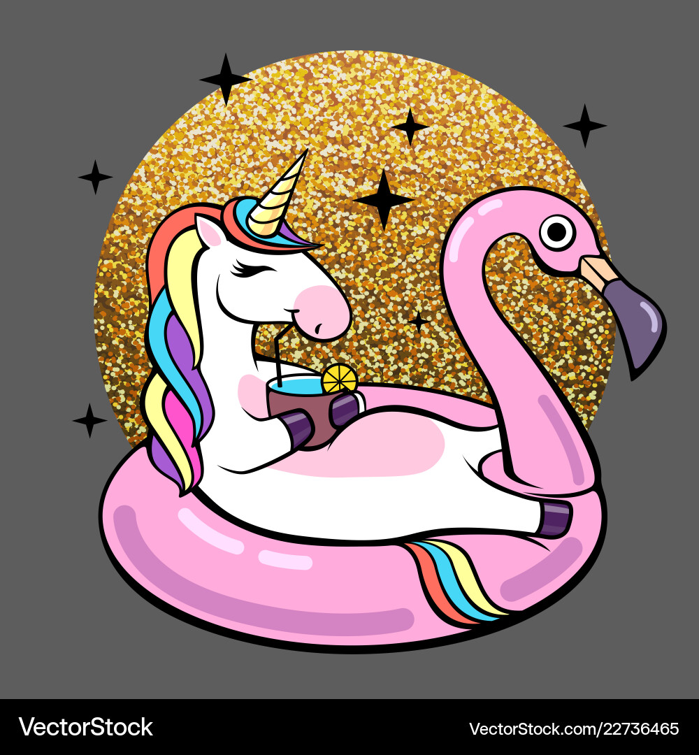 Fantasy Unicorn on Flamingo Float Vector Image