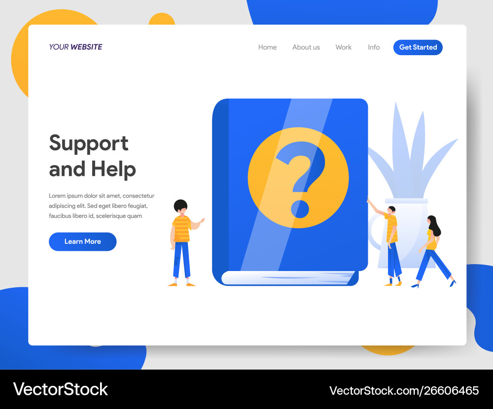 Landing page template support and help Landing page template support and help vector image