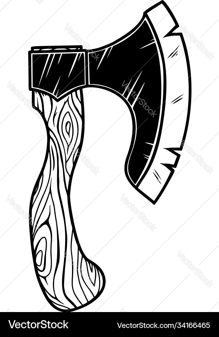 Lumberjack axe in engraving style design element Lumberjack axe in engraving style design element vector image