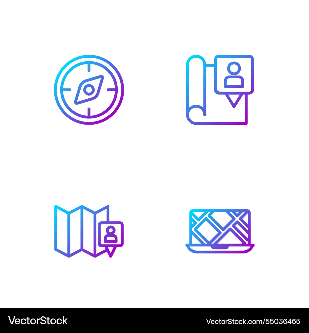Set line city map navigation folded with location Set line city map navigation folded with location vector image