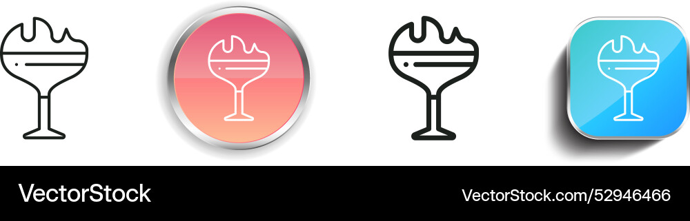 Cocktail icon thin linear regular and button vector image