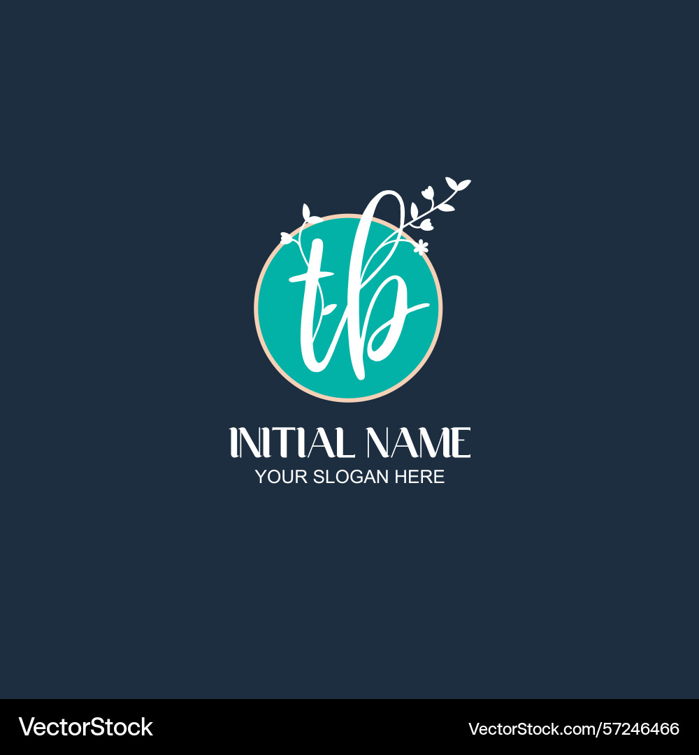 Elegant tb initial logo design with botanical Vector Image