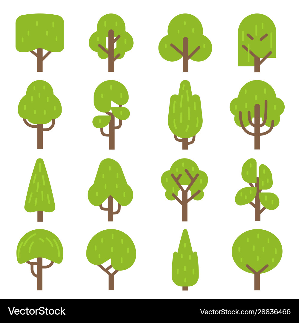 Forest Trees Flat Icons Royalty Free Vector Image