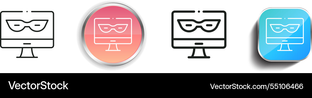 Incognito icon thin linear regular and button Incognito icon thin linear regular and button vector image