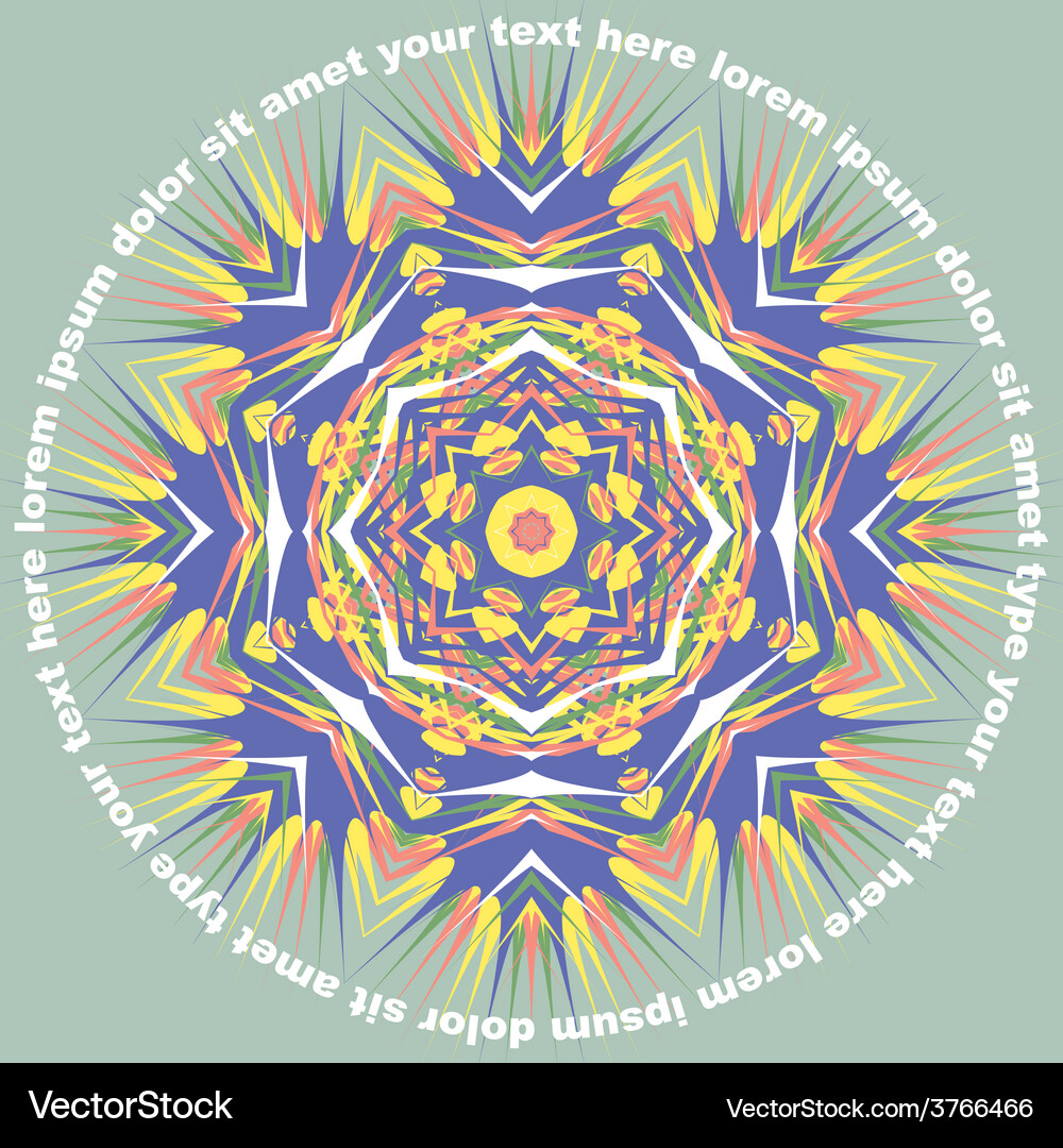 Mandala round pattern with text Vector Image