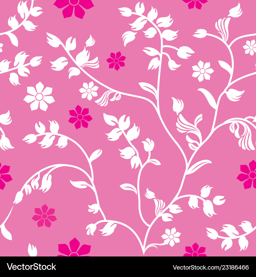 Pink floral wallpaper pattern vector image