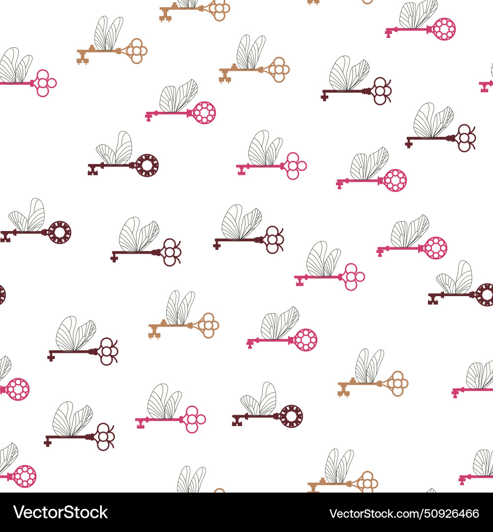 Seamless pattern with magic keys wings Vector Image