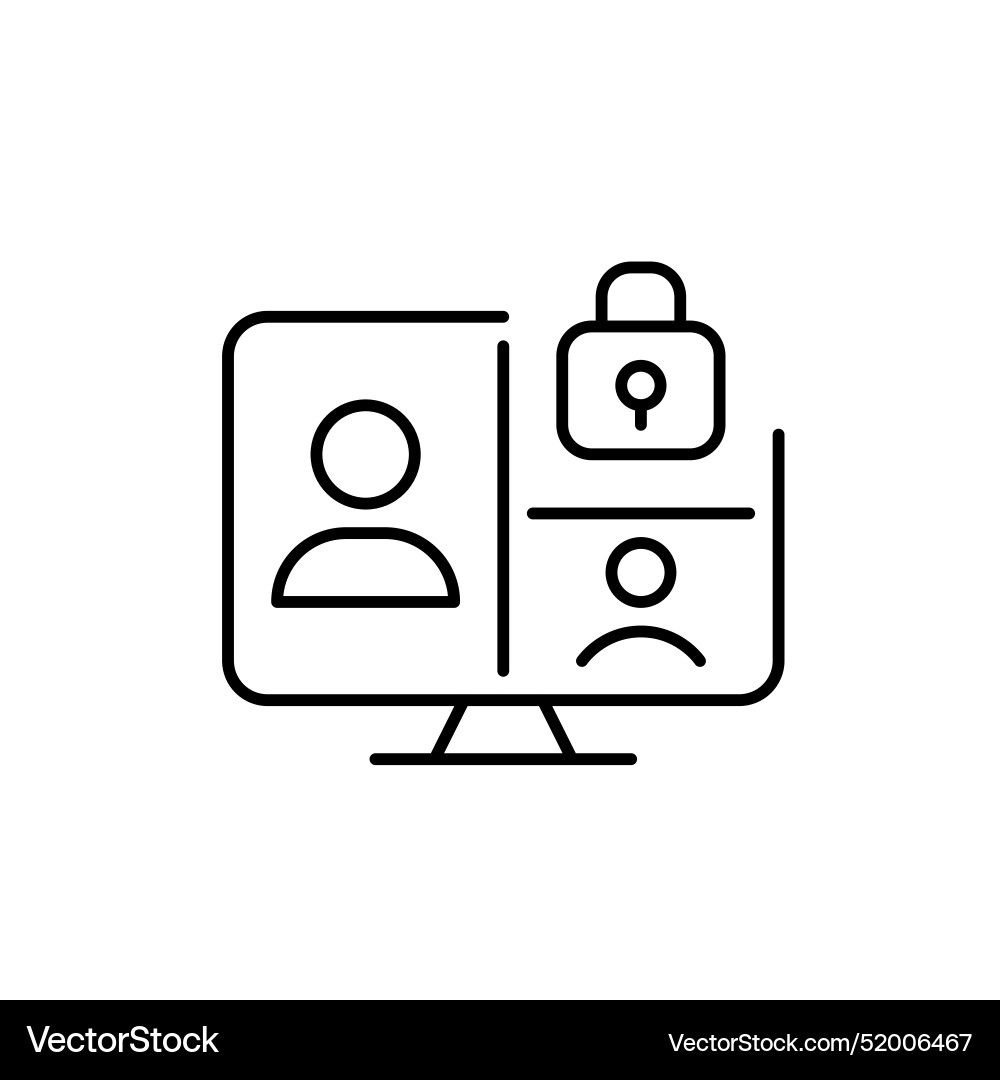 Computer monitor group call and lock protected Computer monitor group call and lock protected vector image