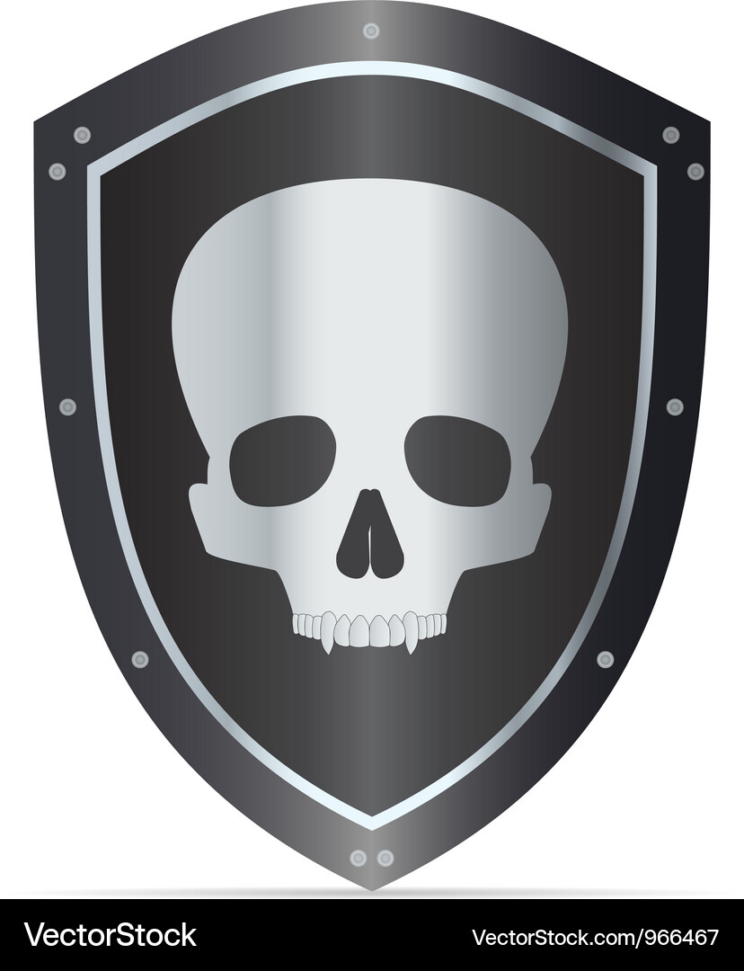 Dark Shield with Skull Emblem Vector Image