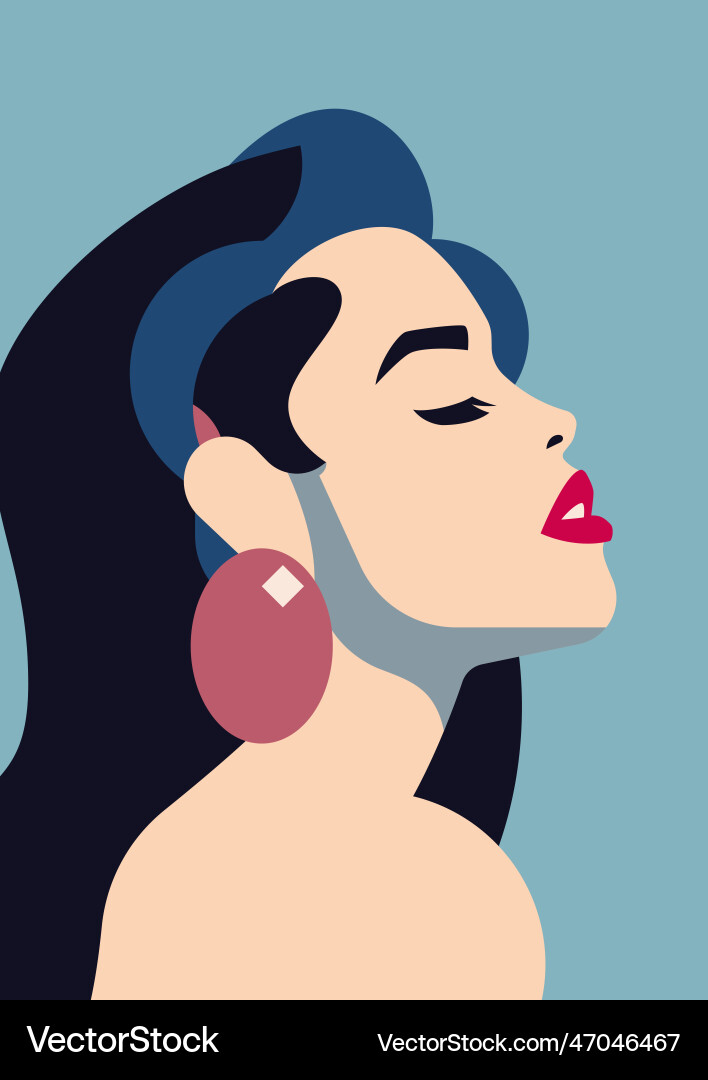 Elegante romantische Brünette Retro Frau Porträt Elegante romantische Brünette Retro Frau Porträt vektorbild