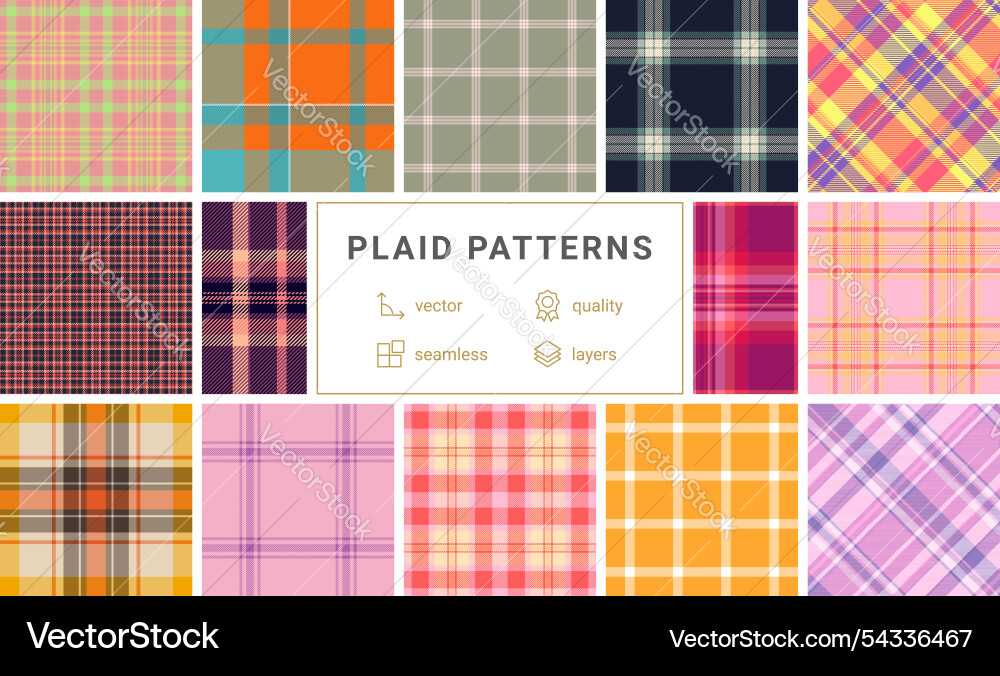 Plaid pattern set with rustic charm ideal Plaid pattern set with rustic charm ideal vector image