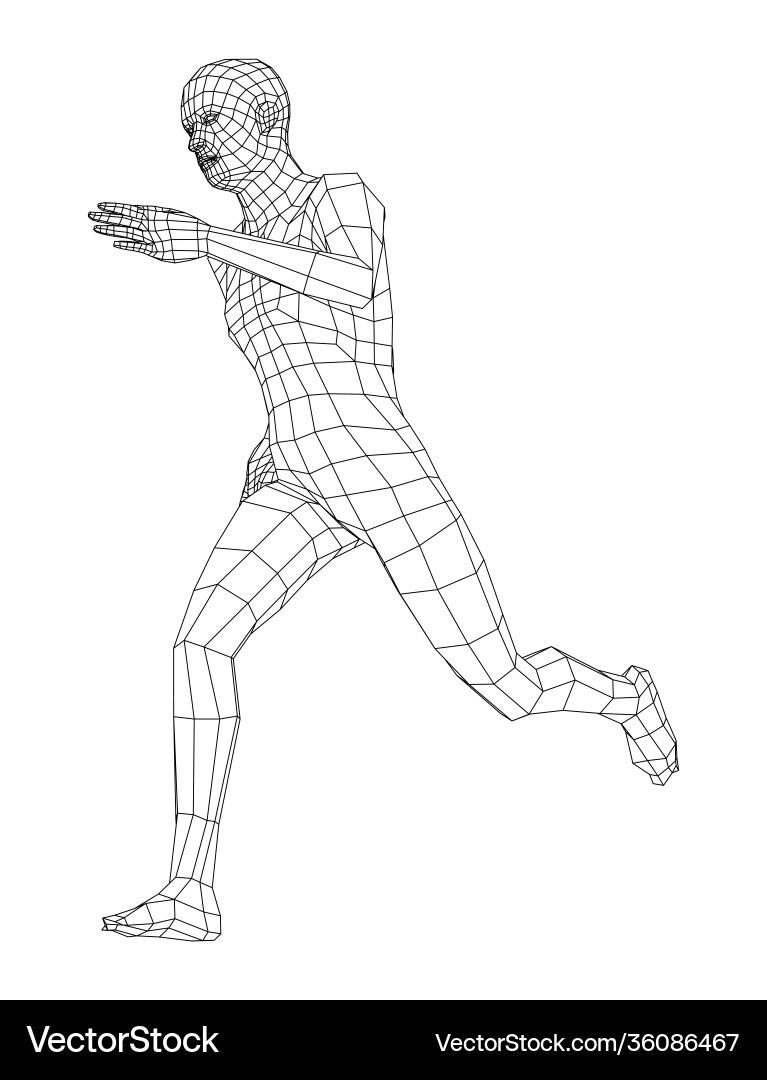 Wireframe running man Wireframe running man vector image