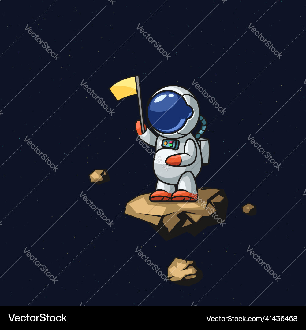 Astronaut floating in deep space on asteroid Astronaut floating in deep space on asteroid vector image