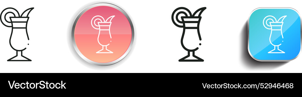 Cocktail icon thin linear regular and button Cocktail icon thin linear regular and button vector image