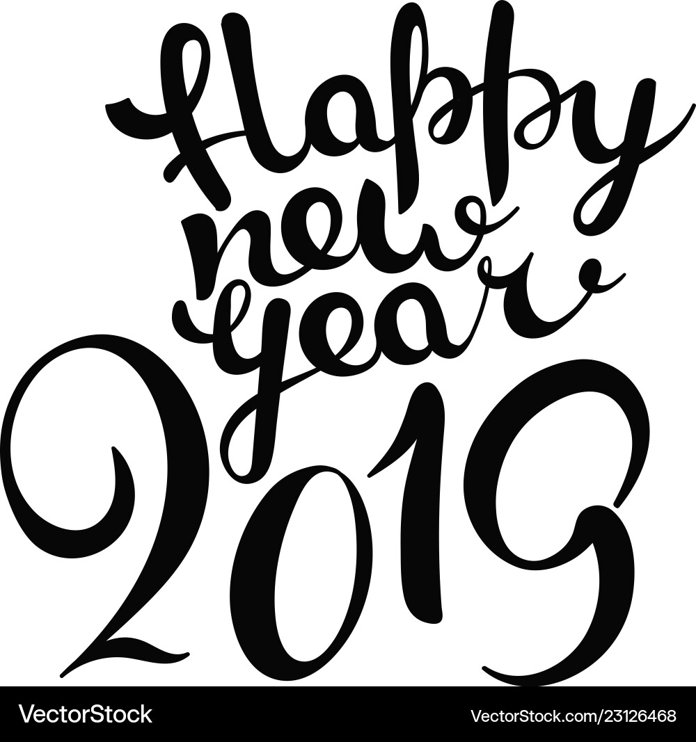 Happy new 2019 year lettering concept isolated Happy new 2019 year lettering concept isolated vector image