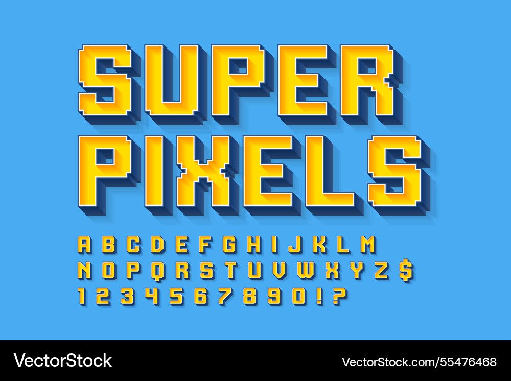 Pixel stylized alphabet design high Pixel stylized alphabet design high vector image