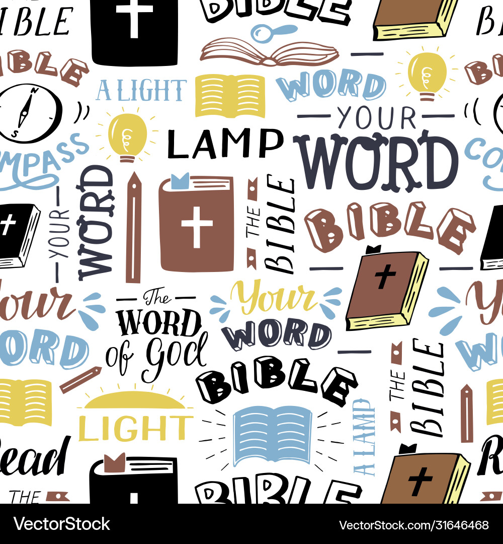 Seamless christian pattern with inscriptions your Vector Image