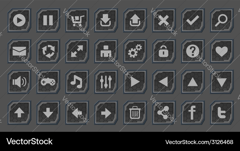 Space Game UI Buttons Vector Image