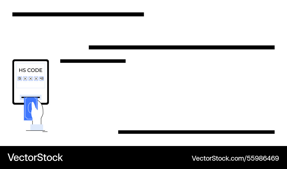 Hand entering data on hs code device for product Hand entering data on hs code device for product vector image