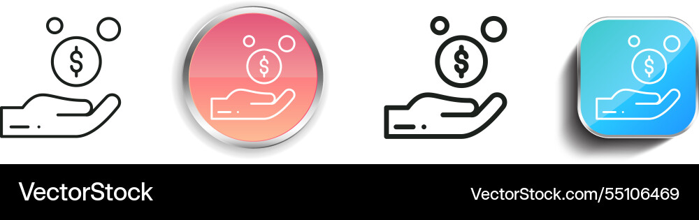 Incomes icon thin linear regular and button style vector image