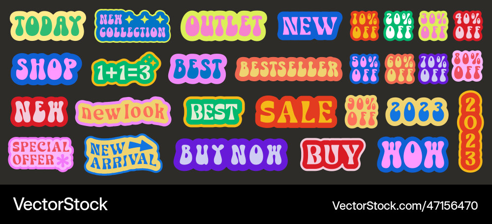 Coole trendy Verkauf promo Aufkleber Sammlung Set Coole trendy Verkauf promo Aufkleber Sammlung Set vektorbild