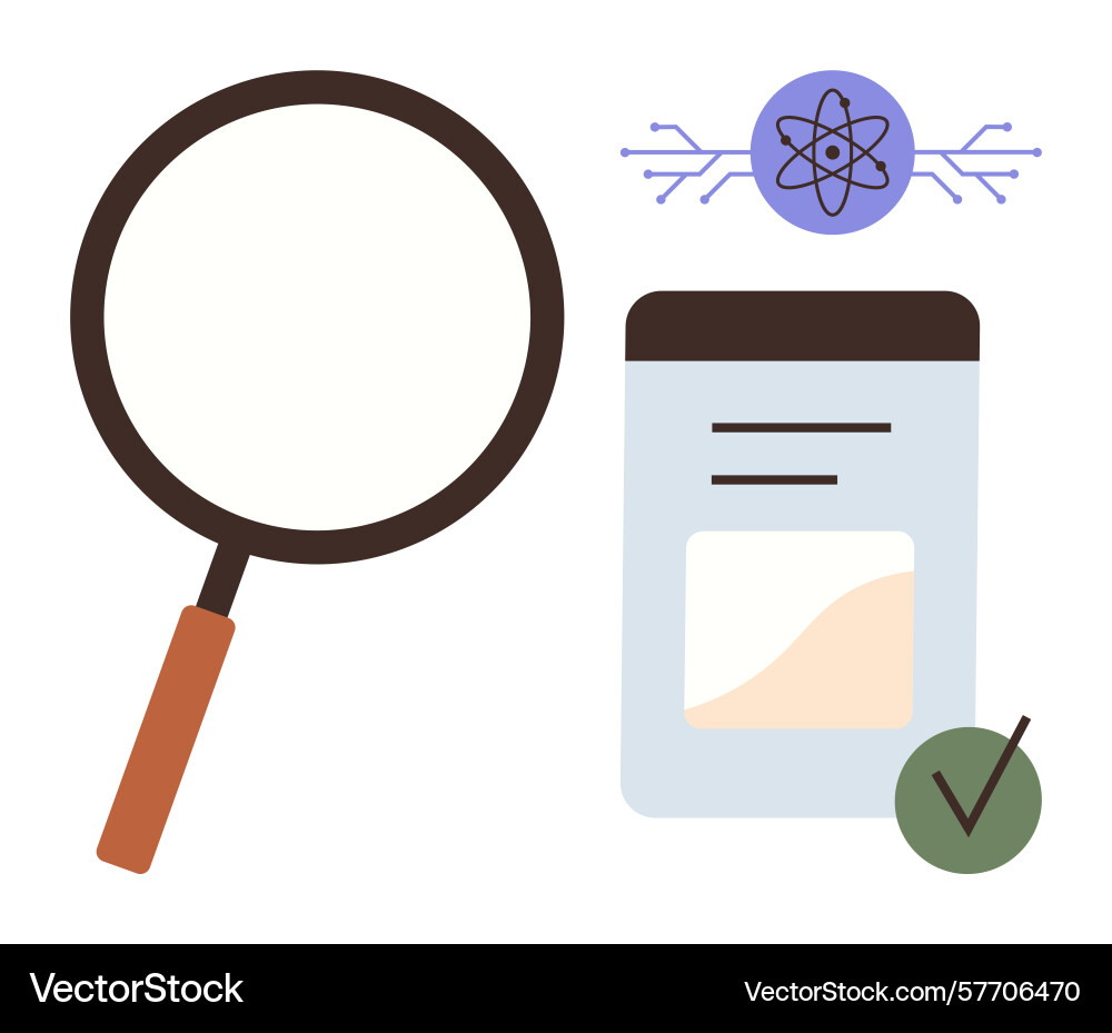 Data analysis and research concept with magnifying Data analysis and research concept with magnifying Vector Image