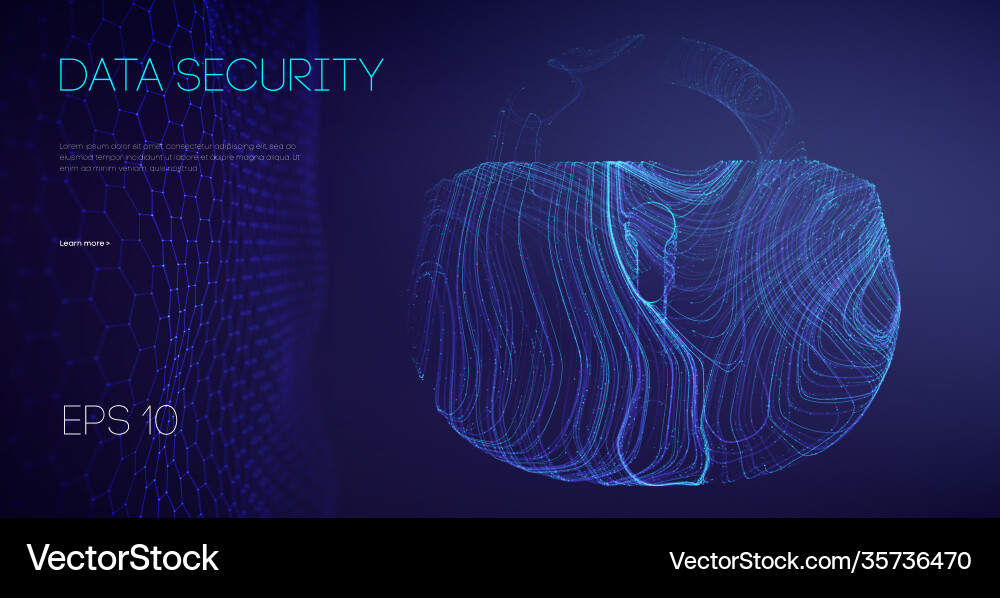 Data security binary lock encryption code vector image